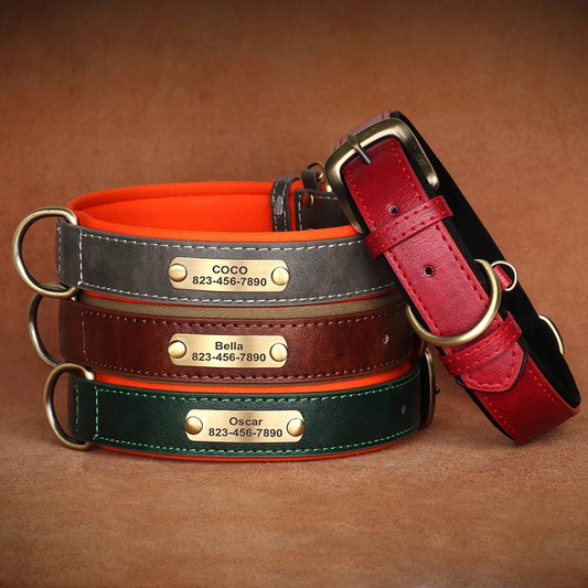 LuxeTag™ Personalized Leather Dog Collar