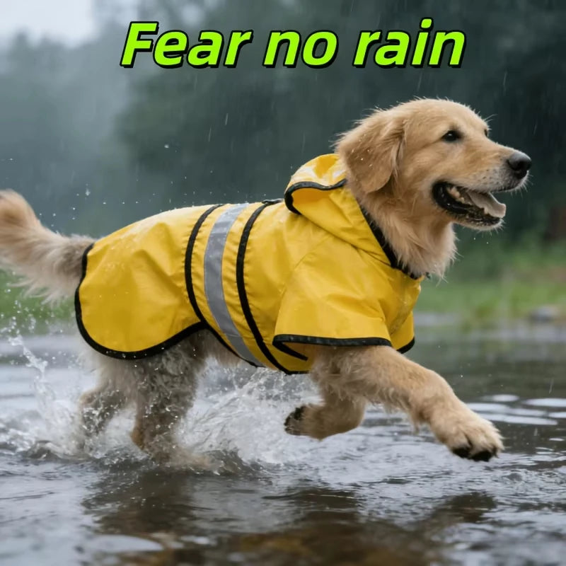 Keep Your Pet Dry And Comfortable - Adjustable Waterproof Windproof Dog Raincoat  Double-Layer Yellow Raincoat With Two-Way Wear