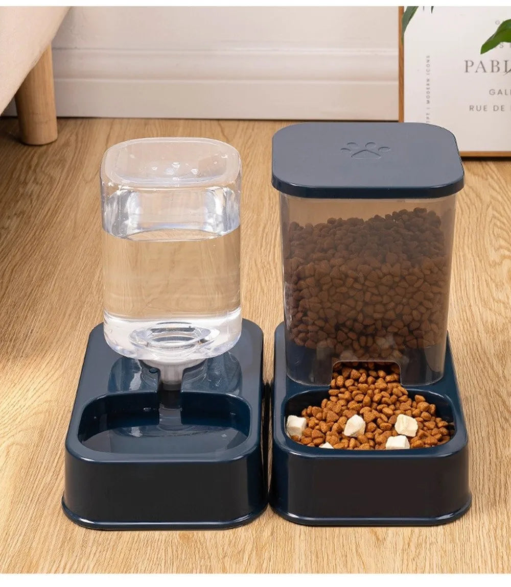 1.2L/1.5L Pet Automatic Feeder Large Capacity 2 Styles Cat Dog Water Dispenser Feeder Set Plastic 3 Colors