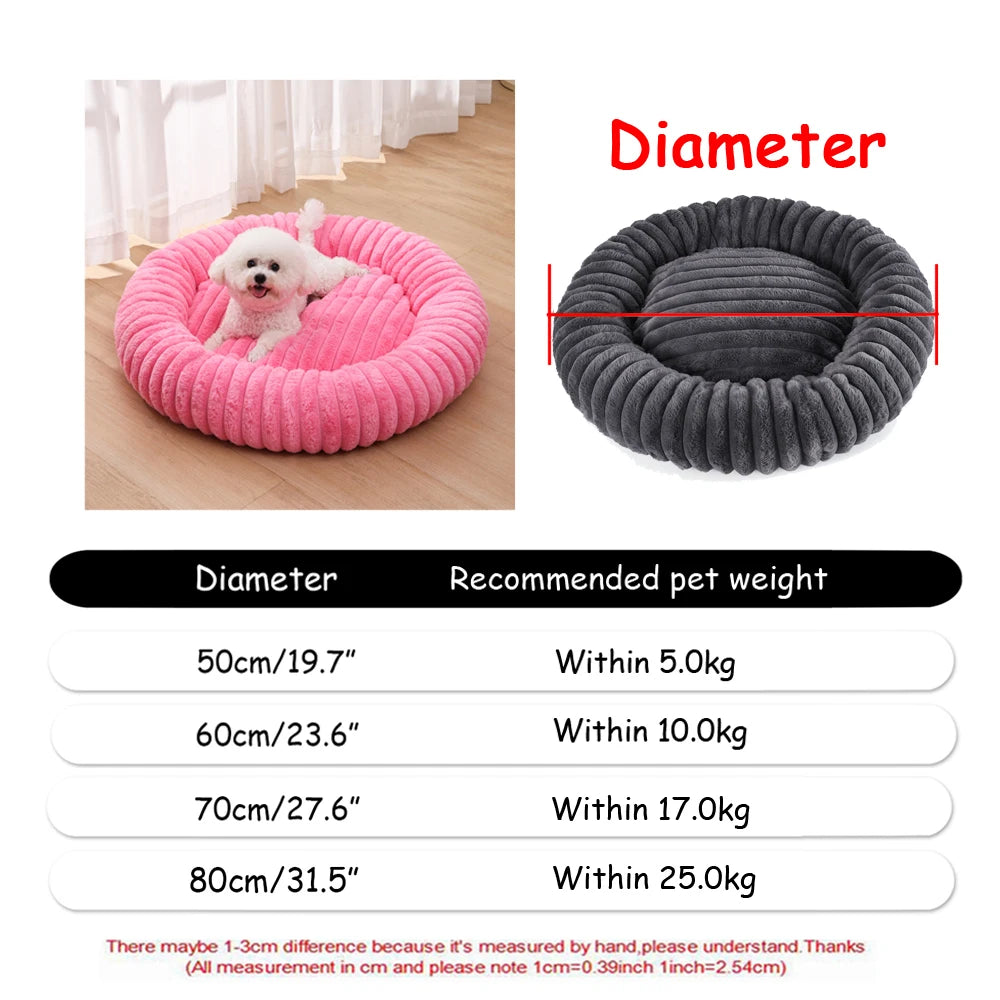 40-90cm 6 Sizes Round Pet Bed for Large Dog Bed Super Soft Cat Bed Plush Dog House for Medium Dog House Winter Warm Sleeping