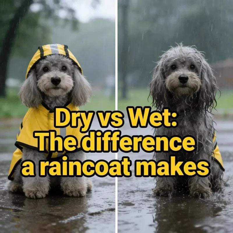 Keep Your Pet Dry And Comfortable - Adjustable Waterproof Windproof Dog Raincoat  Double-Layer Yellow Raincoat With Two-Way Wear