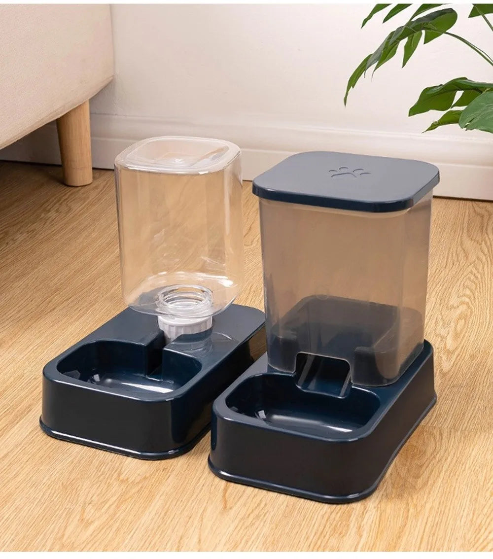 1.2L/1.5L Pet Automatic Feeder Large Capacity 2 Styles Cat Dog Water Dispenser Feeder Set Plastic 3 Colors