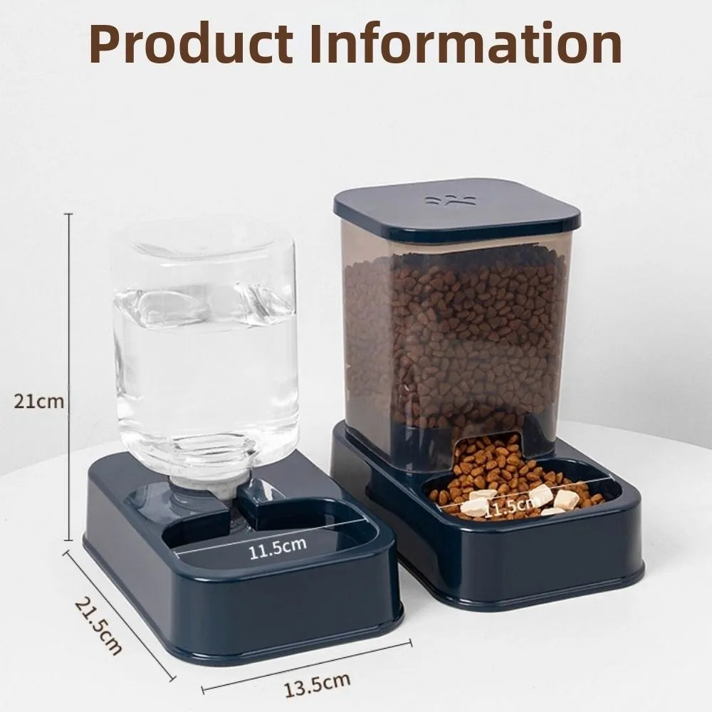 1.2L/1.5L Pet Automatic Feeder Large Capacity 2 Styles Cat Dog Water Dispenser Feeder Set Plastic 3 Colors