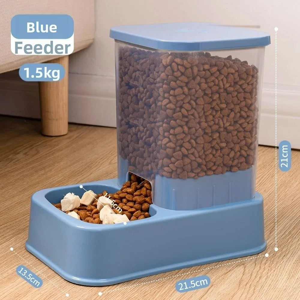 1.2L/1.5L Pet Automatic Feeder Large Capacity 2 Styles Cat Dog Water Dispenser Feeder Set Plastic 3 Colors