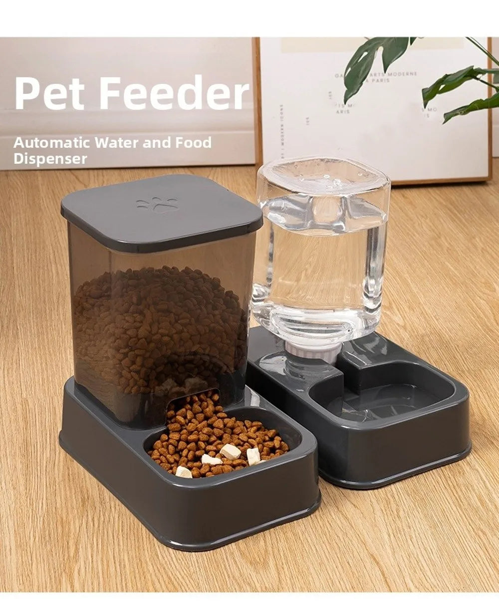 1.2L/1.5L Pet Automatic Feeder Large Capacity 2 Styles Cat Dog Water Dispenser Feeder Set Plastic 3 Colors