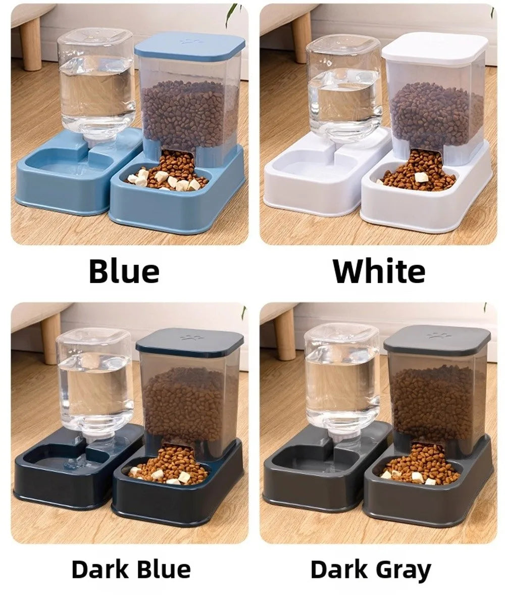 1.2L/1.5L Pet Automatic Feeder Large Capacity 2 Styles Cat Dog Water Dispenser Feeder Set Plastic 3 Colors
