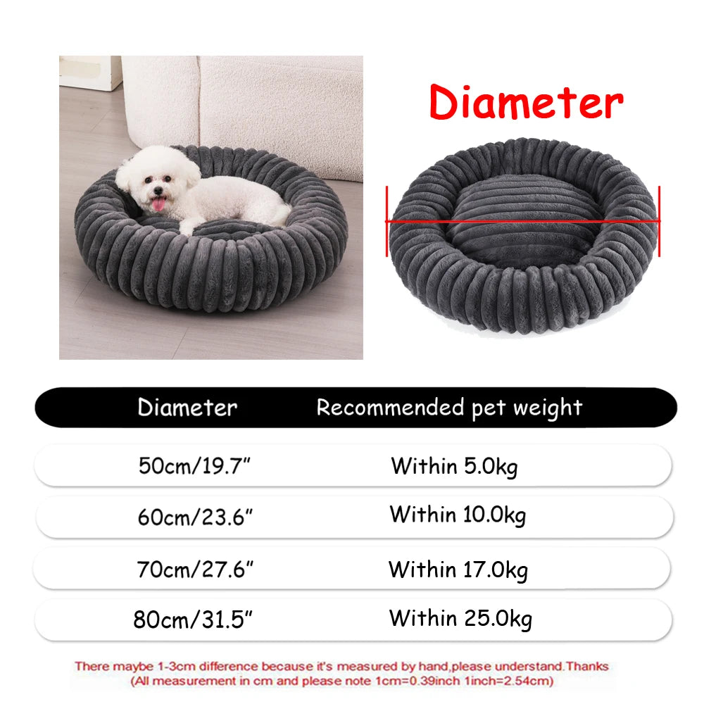 40-90cm 6 Sizes Round Pet Bed for Large Dog Bed Super Soft Cat Bed Plush Dog House for Medium Dog House Winter Warm Sleeping