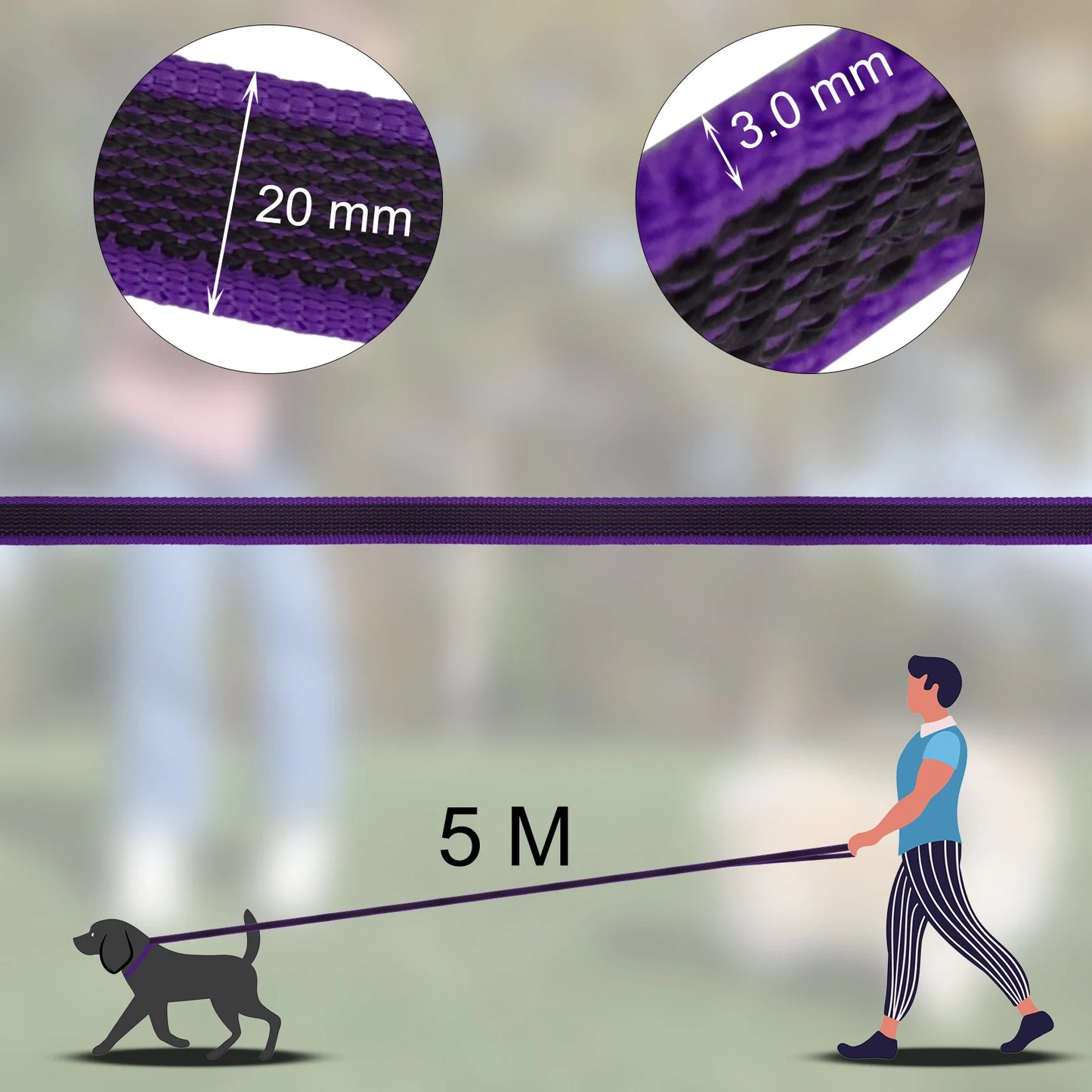 1.5M/2M/5M/3M/15M Medium Small Long Dog Leash Latex Silk Easy and Convenient Training Big Dual Color Dog Leash 10 Meters
