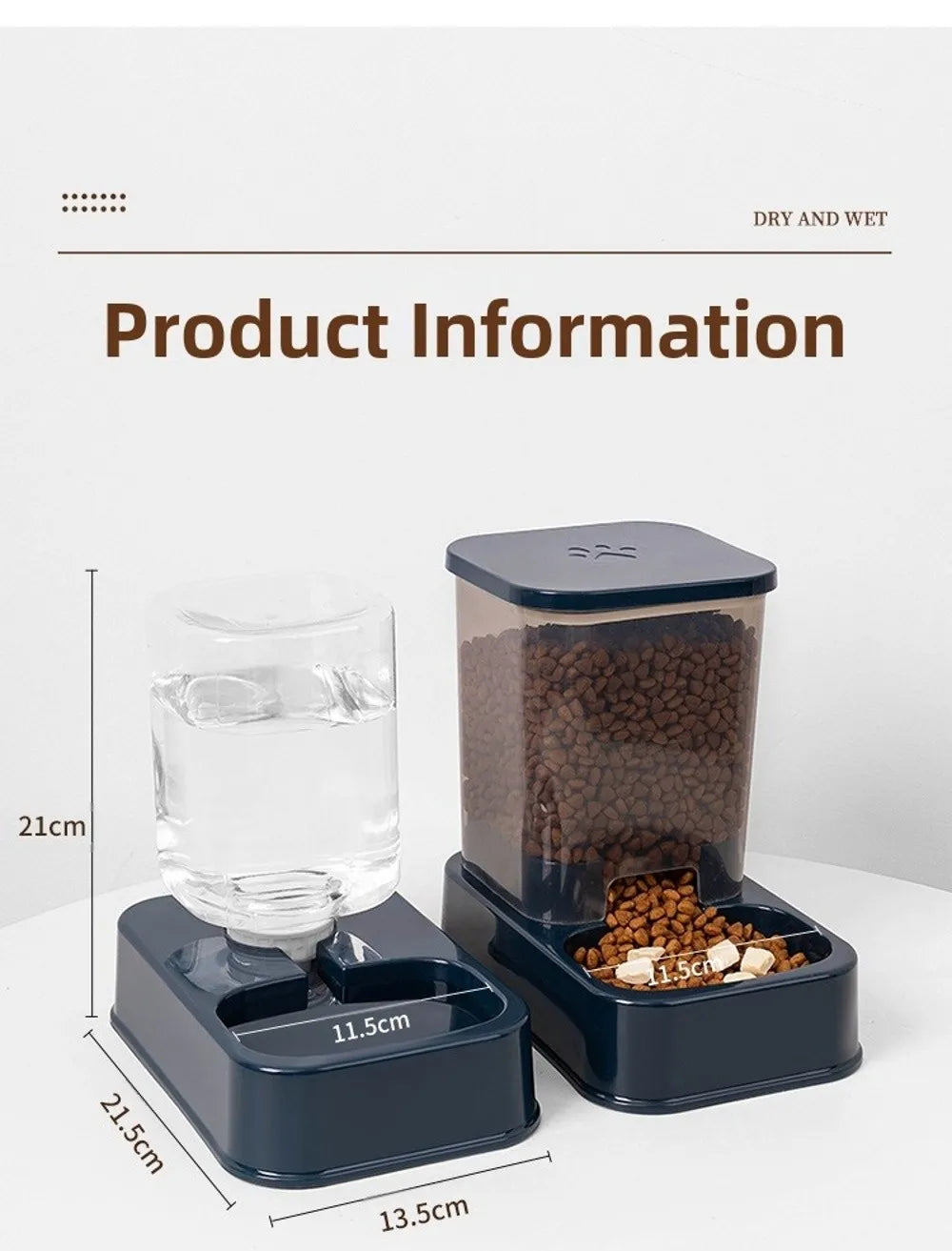 1.2L/1.5L Pet Automatic Feeder Large Capacity 2 Styles Cat Dog Water Dispenser Feeder Set Plastic 3 Colors