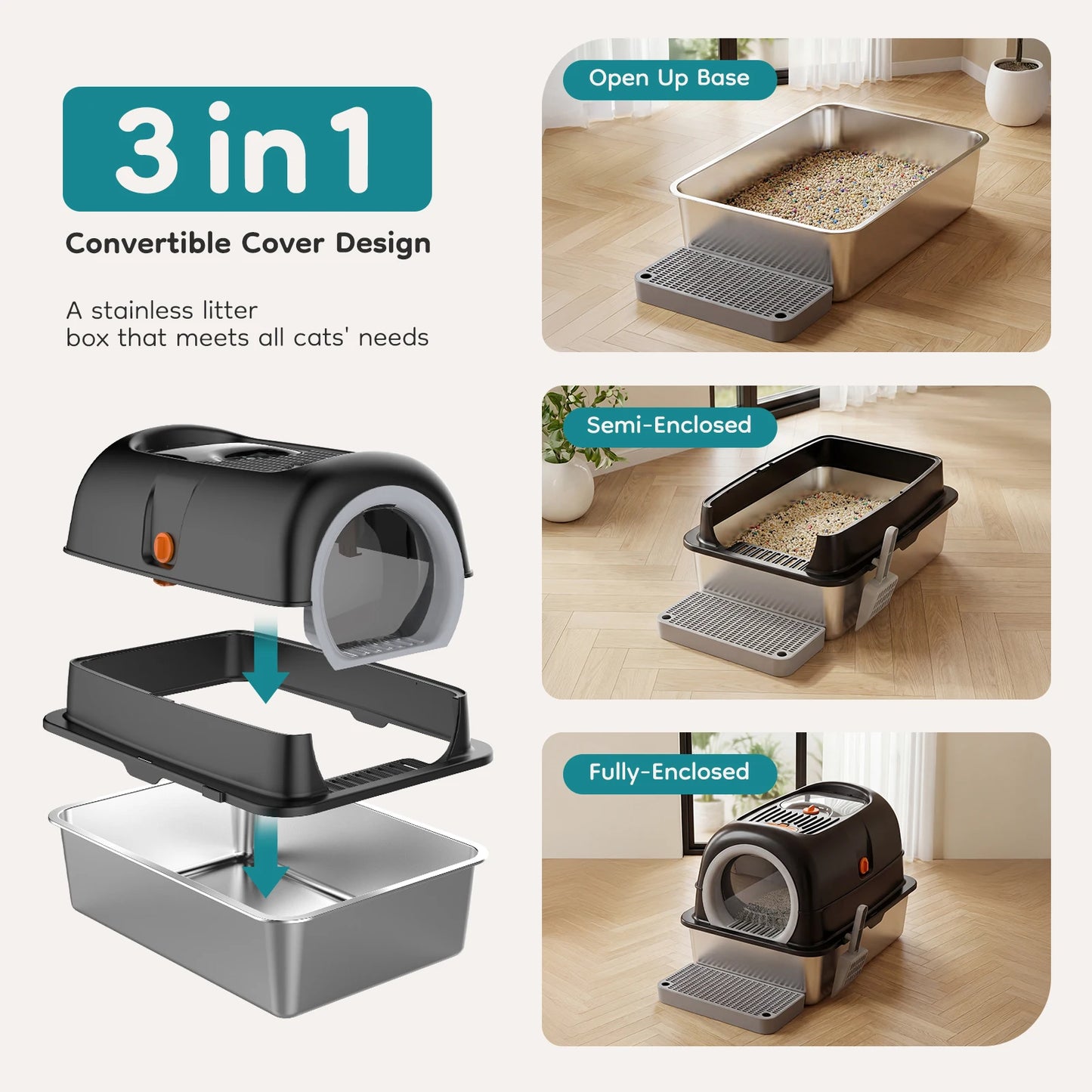 SteelGuard™ XL Stainless Litter Box