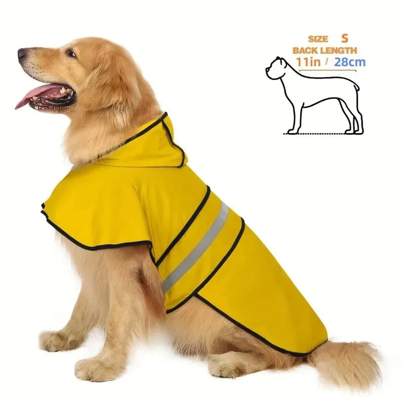 Keep Your Pet Dry And Comfortable - Adjustable Waterproof Windproof Dog Raincoat  Double-Layer Yellow Raincoat With Two-Way Wear