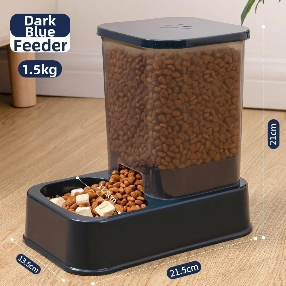 1.2L/1.5L Pet Automatic Feeder Large Capacity 2 Styles Cat Dog Water Dispenser Feeder Set Plastic 3 Colors