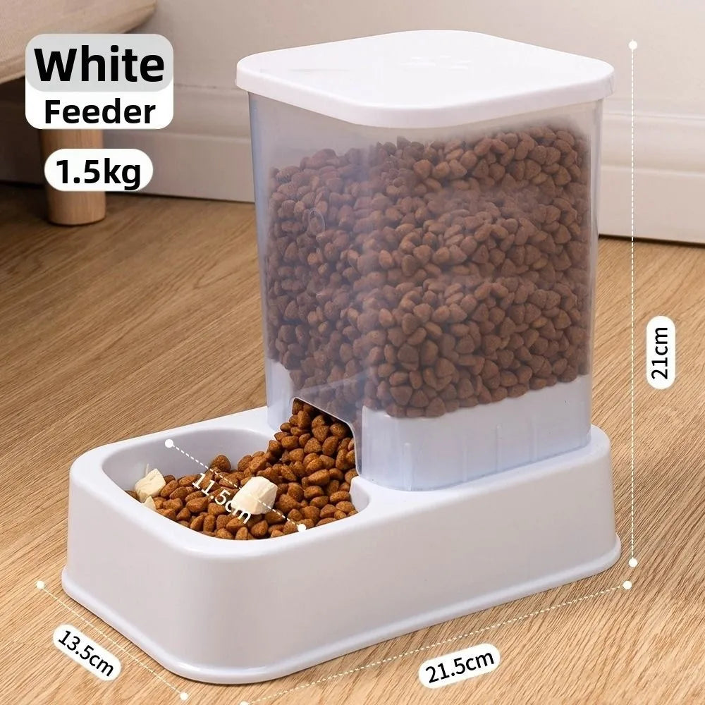1.2L/1.5L Pet Automatic Feeder Large Capacity 2 Styles Cat Dog Water Dispenser Feeder Set Plastic 3 Colors