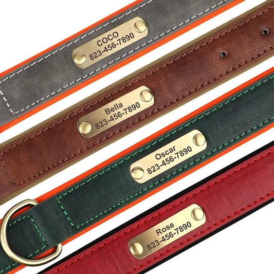 LuxeTag™ Personalized Leather Dog Collar