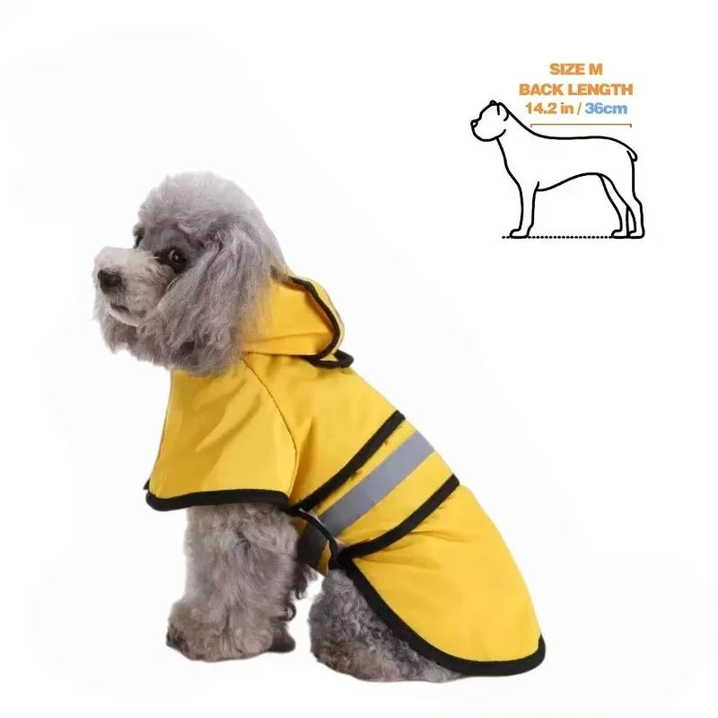 Keep Your Pet Dry And Comfortable - Adjustable Waterproof Windproof Dog Raincoat  Double-Layer Yellow Raincoat With Two-Way Wear